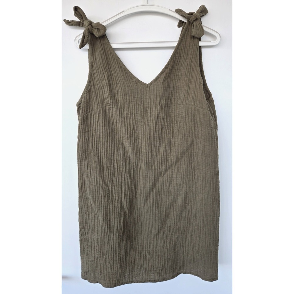 Cupshe Bubble Gauze Ribbon Strap V Neck Top/Dress W Sz L Quiet Luxury Boho